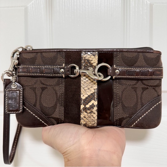 Coach Hampton Signature Patchwork Tote & Matching Wristlet Brown Python Stripe - Picture 12 of 14